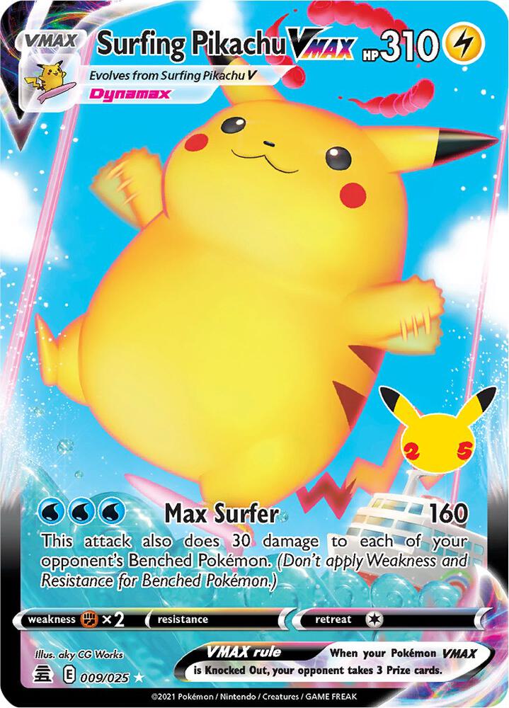 Surfing Pikachu VMAX 009/025 (Celebrations) - Holofoil