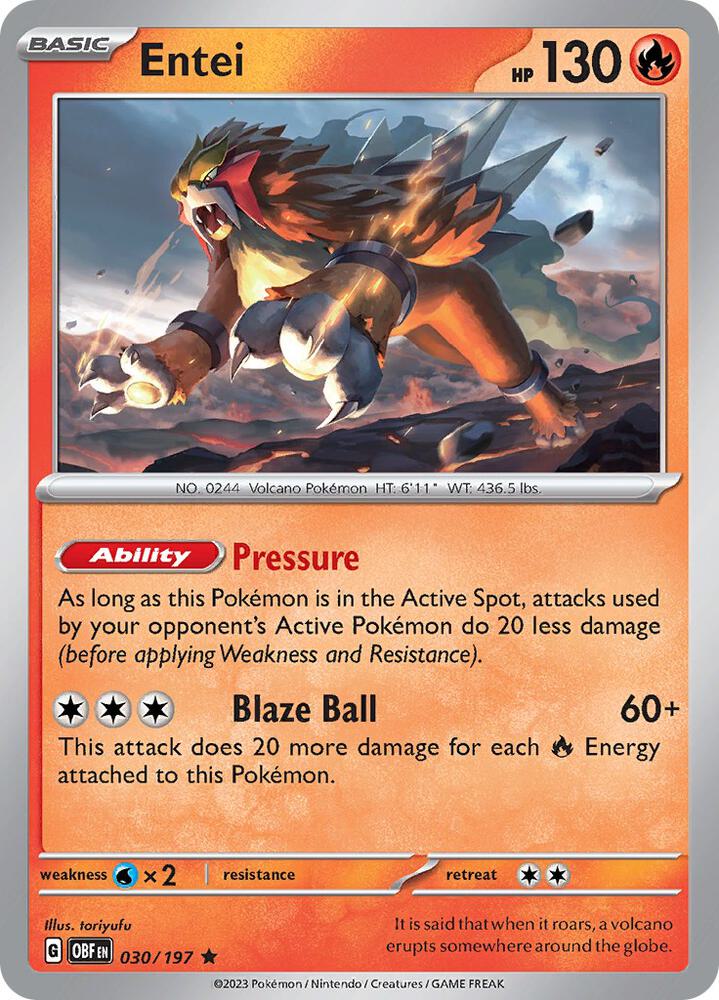 Entei 030/197 (SV03: Obsidian Flames) - Holofoil