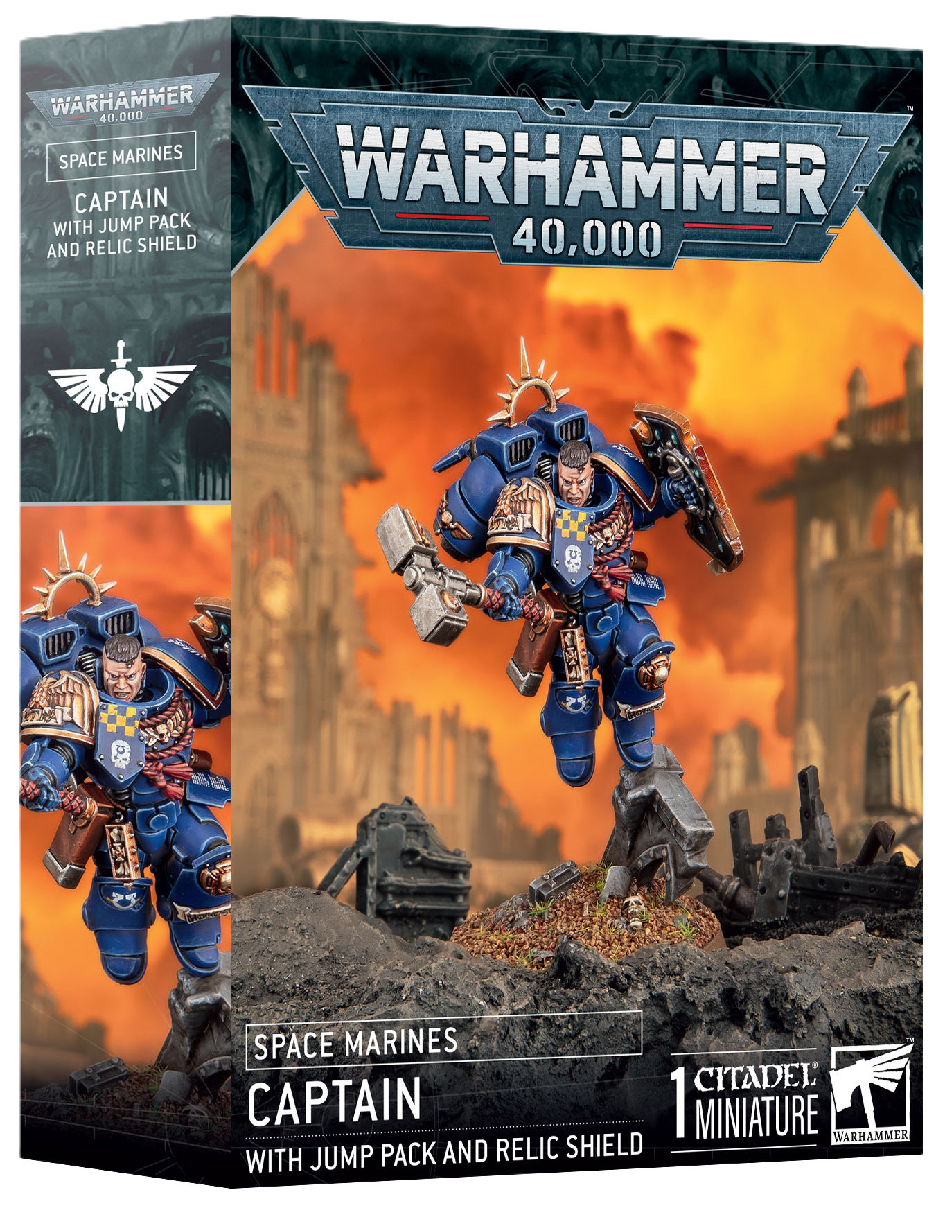 48-102 SPACE MARINES: CAPTAIN W/JUMP PACK & RELIC SHIELD