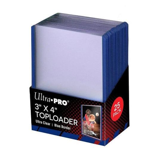 Ultra Pro - Super Premium Top Loader 3" x 4" Clear Sleeves 25-Pack - Blue Border
